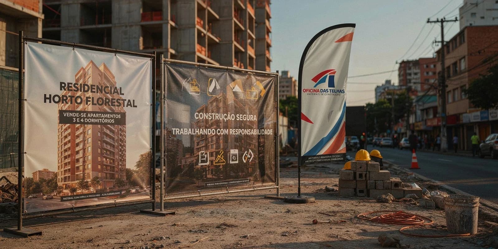 Banner, lona perfurada e windbanner: quando usar cada um